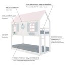 Ver imagem 4 de Beliche Montessoriano Casinha Bela com Coração - Madeira Maciça Branco/Rosa/Verde | Housin