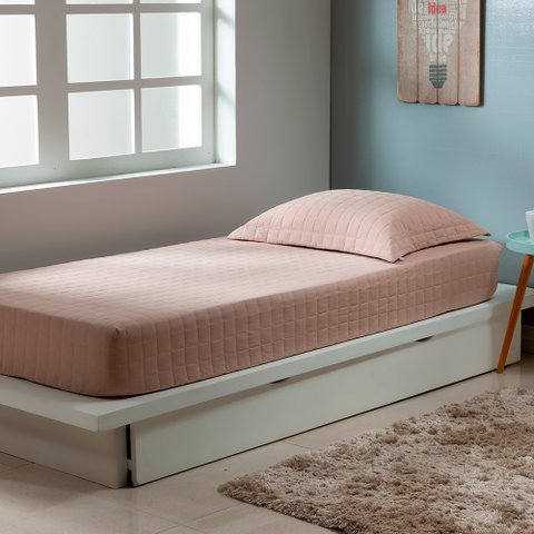 Colcha Solteiro Slip 200 Fios 100% Algodão Zapt Zum 02 Peças - Rosa Chá