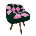 Ver imagem 2 de Poltrona Paloma Escritório Sala Giratória Madeira Suede Verde e Suede Pink - Dominic Decor