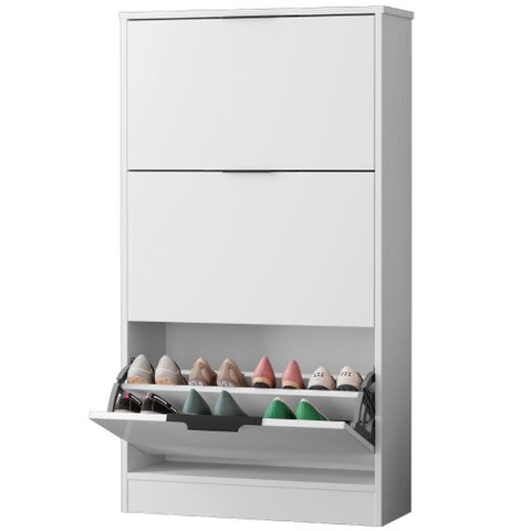 Sapateira Multiuso 3 Gavetas Basculantes 120x65 cm Aurora Branco Rudk
