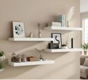 Ver imagem 2 de Kit 4 Prateleiras Decorativas 45x15 cm MDF Branco para Parede Sala Quarto Cozinha Escritório