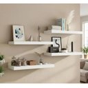 Ver imagem 2 de Kit 4 Prateleiras Decorativas 45x15 cm MDF Branco para Parede Sala Quarto Cozinha Escritório