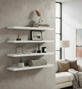 Ver imagem 1 de Kit 4 Prateleiras Decorativas 45x15 cm MDF Branco para Parede Sala Quarto Cozinha Escritório