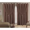 Cortina Microfibra com voil 2,80x2,30 Para Trilho Duplo:Marrom-escuro - 2