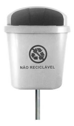 Cesto Individual Lixeira Coleta Seletiva 40 Litros Com Poste:Branco - 13