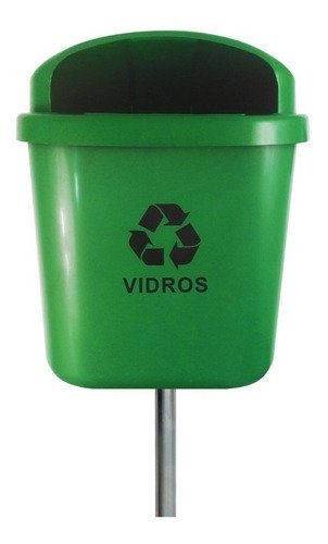 Cesto Individual Lixeira Coleta Seletiva 40 Litros Com Poste:Branco - 11