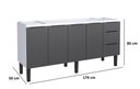 Ver imagem 4 de Gabinete Armário Cozinha Jupter Cozimax 1.80 Mt 100% Aço P/ Pia -balção 180 Cm -3 Portas- 3 Gavetas