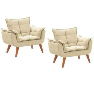 Kit 2 Poltronas Decorativas Opala Suede