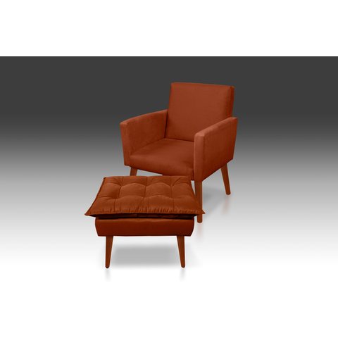 Kit Poltrona Nina com Puff Opala Suede Terracota - Pandora Decor - Casa da Poltrona