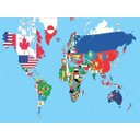 Ver imagem 2 de Papel De Parede Mapa Mundi Bandeiras Países Nmu06