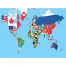 Papel De Parede Mapa Mundi Bandeiras Países Nmu06 - 2