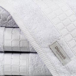 Toalha De Banho Jogo 5 Peças Com Piso Branco Fios Egípcios - 5