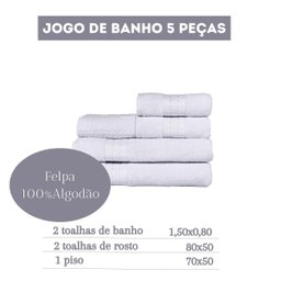 Toalha De Banho Jogo 5 Peças Com Piso Branco Fios Egípcios - 2