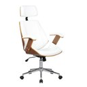 Ver imagem 2 de Kit 6 Cadeiras de Escritório Presidente Giratória com Apoia Cabeça Office Lisboa Branco/Marrom Rivatti