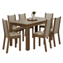 Ver imagem 3 de Conjunto Sala de Jantar Elóra Mesa Tampo de Vidro 6 Cadeiras Rustic/Crema/Lírio Bege Madesa