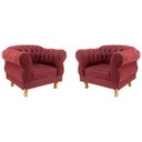 Ver imagem 1 de Kit 2 poltronas Chesterfield Capitonê Elisabeth Suede Bordo Decoração, Recepção, Salas de Tv e Estar