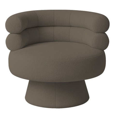 Poltrona Orgânica Mabel Base Fixa Bouclé Marrom - Nexta Casa