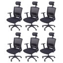 Ver imagem 1 de Kit 6 Cadeiras Escritorio Presidente Ergonômica NR17 Tela Mesh 3317 Preto