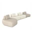 Ver imagem 2 de Sofá Ilha Sala de Estar Dakota 4 Módulos 626cm Encostos Almofadas Soltas Bouclê Bege/OffWhite G33 -