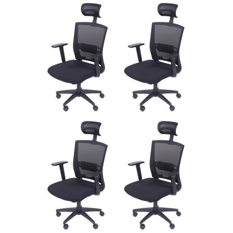 Kit 4 Cadeiras Escritorio Presidente Ergonômica NR17 Tela Mesh 3317