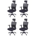 Ver imagem 1 de Kit 4 Cadeiras Escritorio Presidente Ergonômica NR17 Tela Mesh 3317 Preto