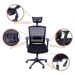 Kit 4 Cadeiras Escritorio Presidente Ergonômica NR17 Tela Mesh 3317 - 9