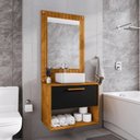 Ver imagem 1 de Conjunto Gabinete com Espelheira para Banheiro Orion Naturalle Preto Fosco