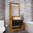 Ver imagem 2 de Conjunto Gabinete com Espelheira para Banheiro Orion Naturalle Preto Fosco