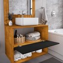 Ver imagem 3 de Conjunto Gabinete com Espelheira para Banheiro Orion Naturalle Preto Fosco