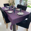Ver imagem 3 de Toalha de Mesa Redonda em Jacquard Luxo Xadrez Azul - 2,80M