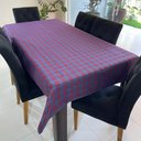 Ver imagem 1 de Toalha de Mesa Redonda em Jacquard Luxo Xadrez Azul - 2,80M