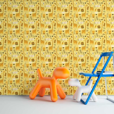 Papel de Parede Infantil - Girafa Arte Destaque 3,50 Metros