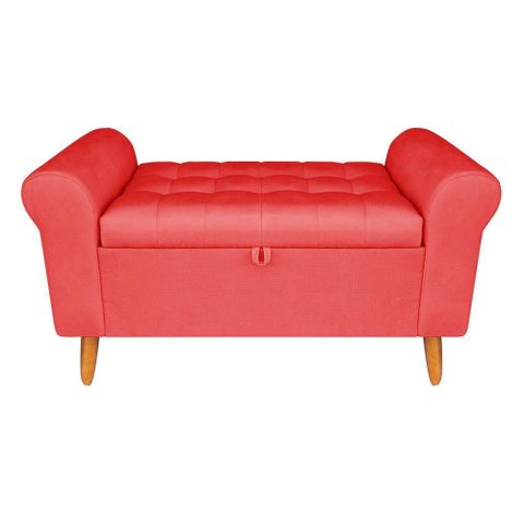 Recamier Bau Rio 160cm Suede Estrutura Madeira Vermelho Inova Decor