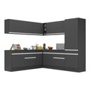 Ver imagem 3 de Armário de Cozinha Completa de Canto com Rodapé Veneza Multimóveis Mp2101.898 Preto/branco