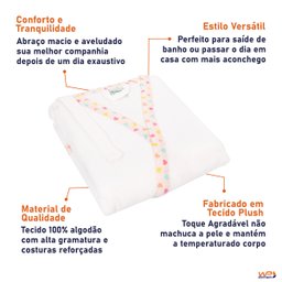 Roupão Adulto Velour 100% Algodão Estampado Branco - Wp Connect Roupão Adulto Liberty Velour com Vis - 5