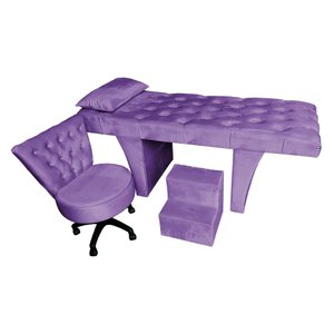 Kit Maca Estética Capitonê com Mocho e Escadinha 70 Cm Roxa Slk Decor Reta
