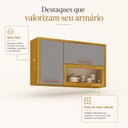 Ver imagem 5 de Armário Aéreo de Cozinha 3 Portas com Vidro Reflecta Demi Espresso Móveis Cinza/Cinamomo/Acetinado