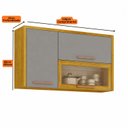 Ver imagem 3 de Armário Aéreo de Cozinha 3 Portas com Vidro Reflecta Demi Espresso Móveis Cinza/Cinamomo/Acetinado