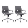 Kit 2 Cadeiras de Escritório Diretor Eames em Couro - Cinza - 1