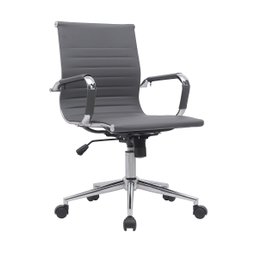 Kit 2 Cadeiras de Escritório Diretor Eames em Couro - Cinza - 2