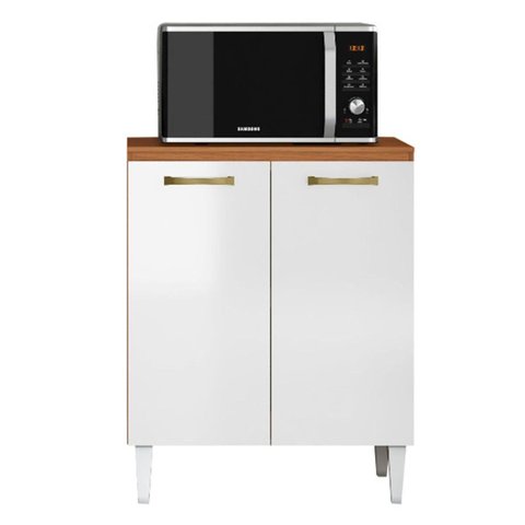 Balcão para Cozinha 70 cm 2 Portas Halena Cinamomo/Branco