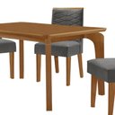 Ver imagem 3 de Mesa Liz 120 Mdf com 4 Cadeiras Safira Linho Grafite Naturalle