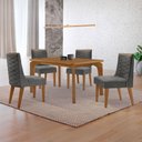 Ver imagem 1 de Mesa Liz 120 Mdf com 4 Cadeiras Safira Linho Grafite Naturalle