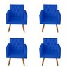 Kit 4 Poltrona Para sala de Estar Bianca Capitonê Corino Azul - Móveis Mafer - 1