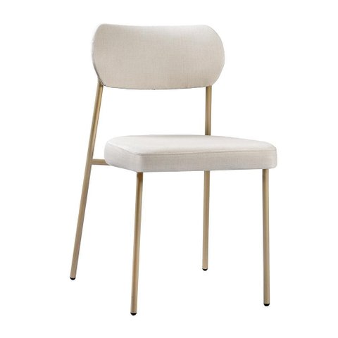 Cadeira Lavínia Linho Bege/aço Champanhe - Salaone