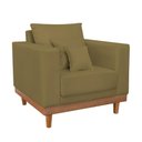 Ver imagem 5 de Kit 2 Poltronas Living + Sofá 3 Lugares Base Madeira Suede Capuccino