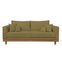 Ver imagem 1 de Kit 2 Poltronas Living + Sofá 3 Lugares Base Madeira Suede Capuccino