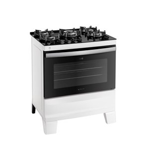 Fogão Agile Up Glass 5 Bocas Atlas, Mesa de Vidro Temperado, Acendimento Automático Bivolt - Branco