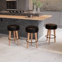 Ver imagem 3 de Banqueta Média Cozinha 60cm Estofada Preto Madeira Maciça Urban