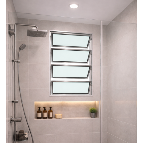 Vitro Basculante 80x60 Alumínio Brilhante Vidro Liso